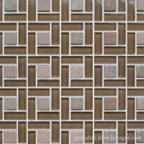 Crystal and Stone Glass Mosaics Tile, Glass Mixed Natural Marble Stone, 4 Colors, 8, 6, 4mm Thicknes